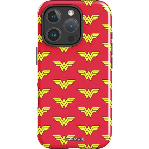 DC Comics Wonder Woman Logo Pattern iPhone 16 Pro Impact Case